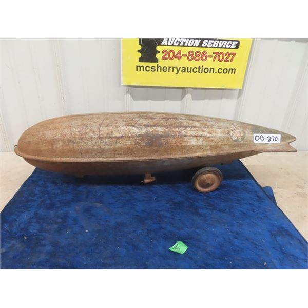 Large 31" Antique Pressed Steel Graf Zepplin Pull / Ride-on Toy. 1920 era
