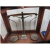 Image 2 : Antique Drug Store/Pharmaceutical Scale w/ Wood & Glass Case  17" x 15" x 8.5"