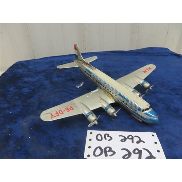 Rare 1950's Arnold Toys Made in Germany " Flying Dutchman" Tin Wind-up KLM Airplane 10" x 11.5"