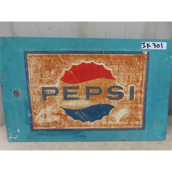 Metal Embossed Pepsi Sign 14.5" x 24"