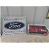 Image 1 : Die Cast '64 Ford Galaxie 500 1/18 scale in Box & Modern Metal Ford Sign 12" x 16"