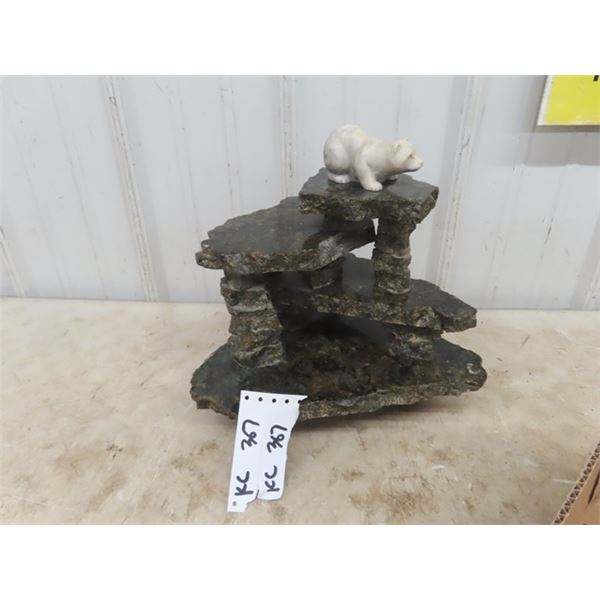Polar Bear Stone Statue 13" High 12" Wide