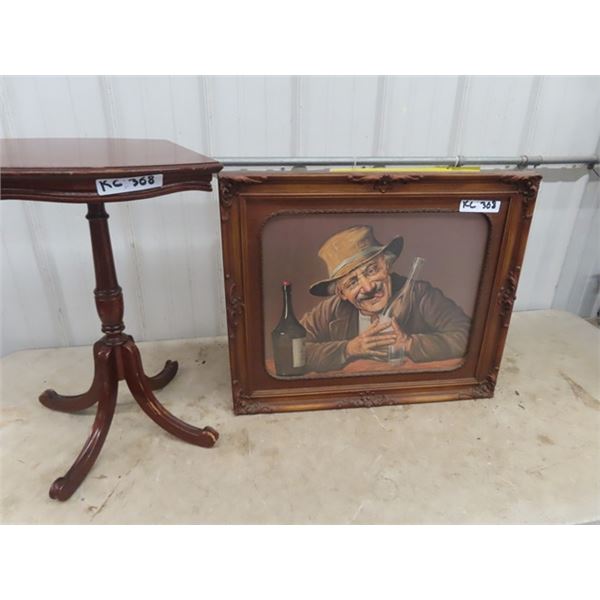 Pedestal Stand 23" x 14" x 15" & Uncle Boozer Picture 22" x 25"