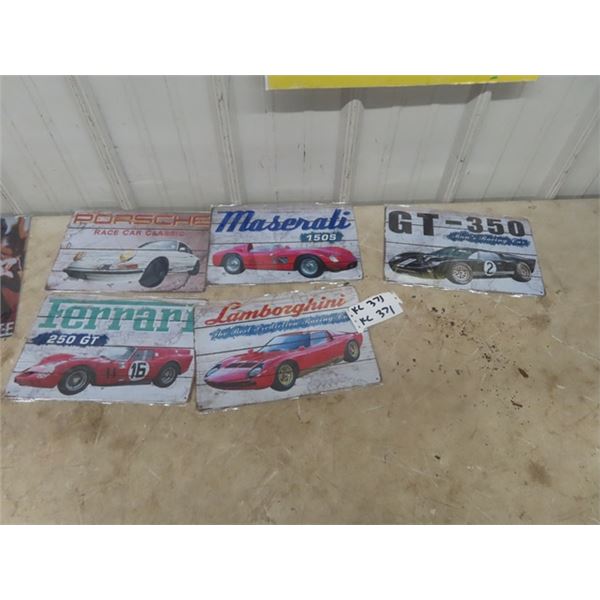 5 Modern Metal Car Signs 8" x 12"