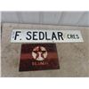 Image 1 : Metal Texaco Sign 10" x 13.5" & F. Sedlar cres. Street Sign 6" x 30"