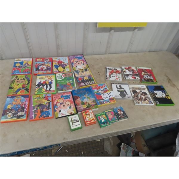 12 DVD including the Wiggles & Play Station + Wii Games