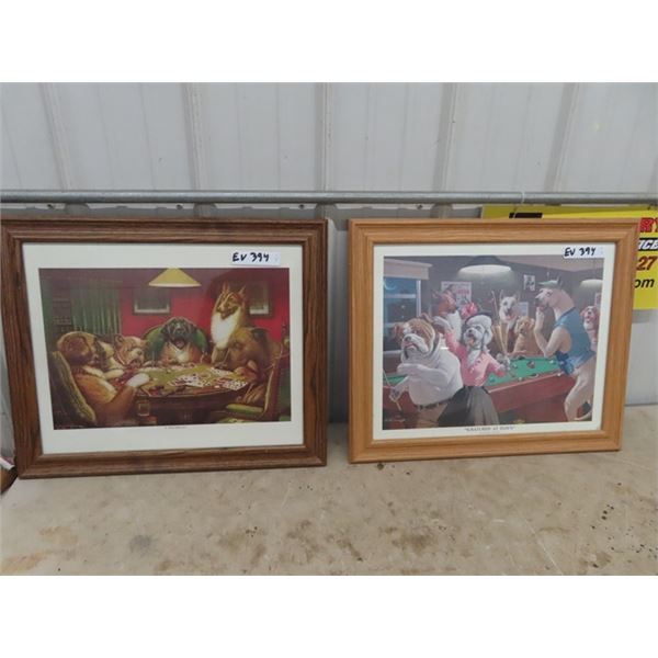 2 Poker Playing Dog Pictures 20" x 23"