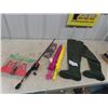 Image 1 : New sz 3 Hip Wader, Fishing Rod & Reel w/ Tackle &2 Umbrellas