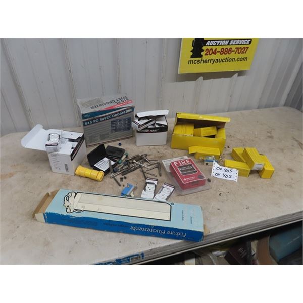 New Electrical Switches & Plugs, Fire Alarm Control, Light, Taps, Rivet Organizer plus more