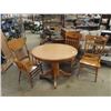 Image 1 : Oak Pedestal Table & 3 Press Back Chairs