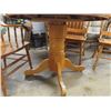 Image 3 : Oak Pedestal Table & 3 Press Back Chairs