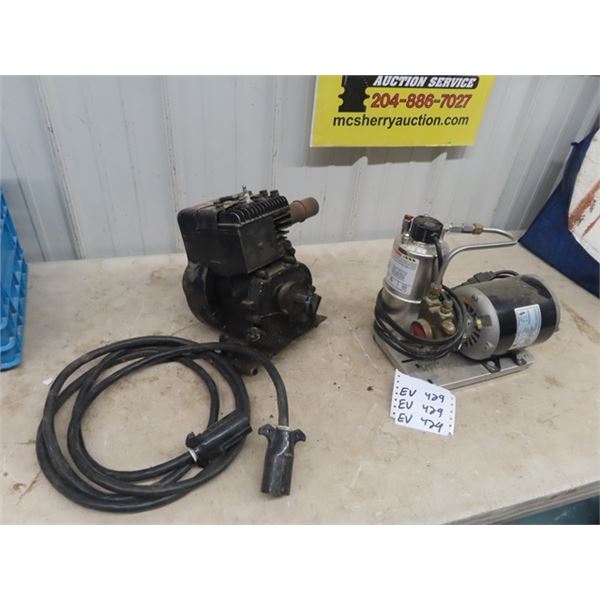 B & S Gas Side Shaft Engine, Trailer Wiring Cable Compressor unit - seems new