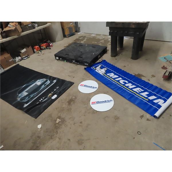 Chrysler Banner 41" x 78" & Michelin Banner 26" x 78" & 2 BF Goodrich Tire Advertising inserts