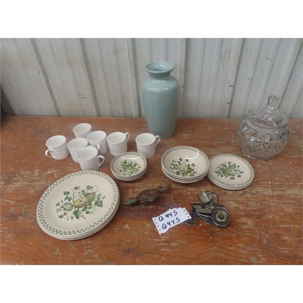Johnson Bros. Dishes, Old Granite Vase & Candy Dish