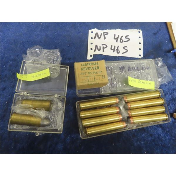 Vintage Ammo - 16 Rounds of .444 Merlin, 2 Rounds of .57 Snyder, 12 Rounds of 380 Revolver