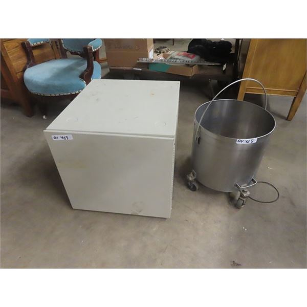 Metal Tool Stand & Stainless Steel Pail w/ Casters