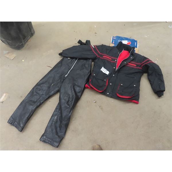 Leather Snowmobile Pants Size Med & Yamaha Jacket ( possibly size L ?)