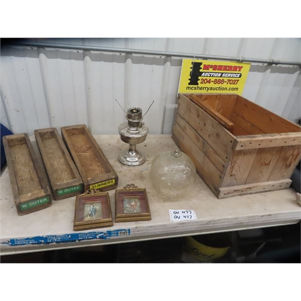 Wooden Crate, Aladin Lamp, Pictures