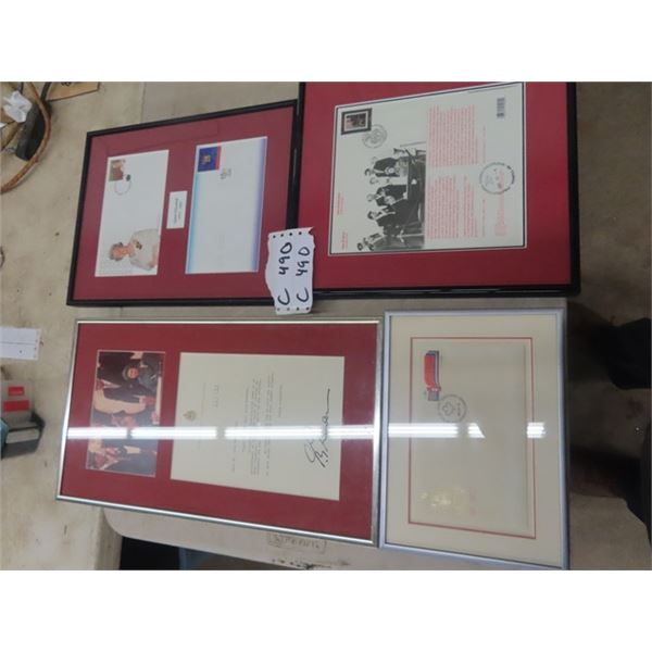 Prime Minister Trudeau + Queen Elizabeth framed w Certificate & Envelope