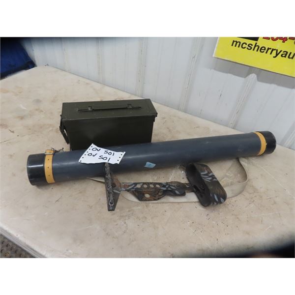 HArley Carrier Tube 3.5" x 32" , Metal Military Ammo Crate, Arrow Quiver