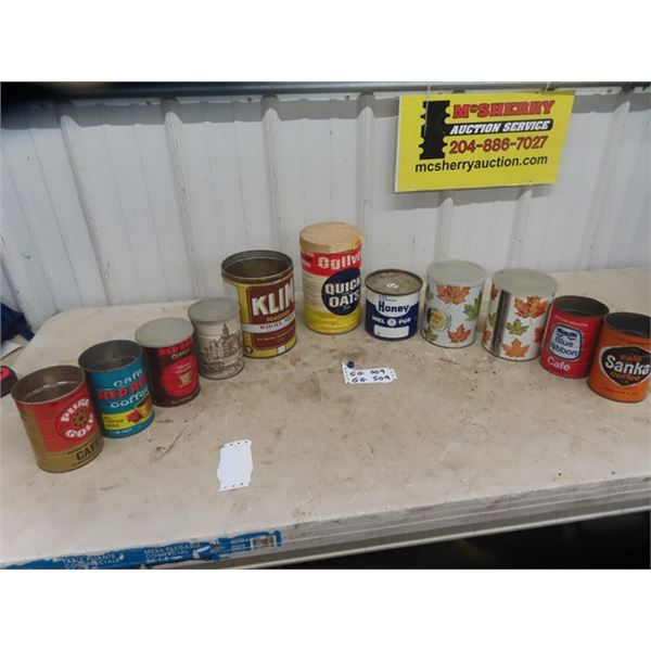 11 Coffee Tins, Honey Tins plus more