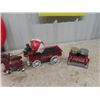 Image 2 : (FU) Cast Coke Delivery Wagon w/ Horses 15" Long & Metal 10" Round Coke Sign & Salt+Pepper shakers