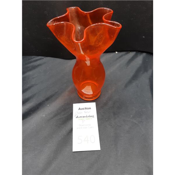 Vintage Organge Glass Vase Cat A