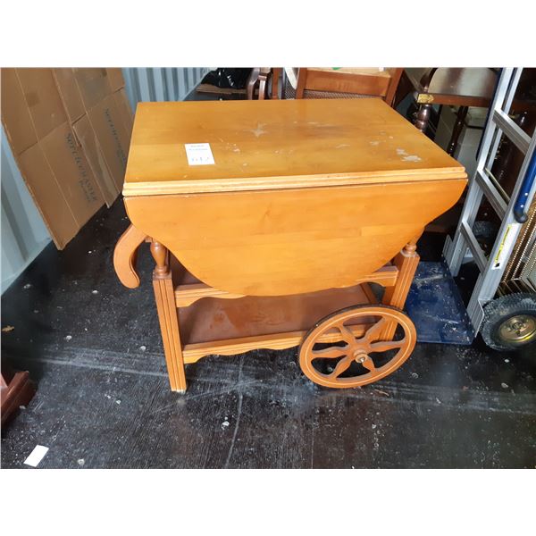 Vintage Maple Tea Trolley Cat C