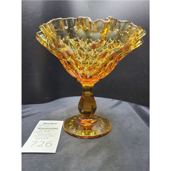 Amber Glass Footed Dish Cat A