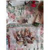 Image 2 : Asst Christmas decor incl nativity scene, stuffed figures, tins, artificial poinsettias, wrapping pa
