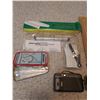 Image 4 : Rolling ruler, cribbage board, Fujifilm camera, Vivitar camera, mathematical drawing instrument set