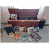 Image 1 : Rogers Majestic vintage stereo cabinet with speakers; approx 30 records