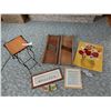 Image 1 : 2 vintage slicers; plant stand; asst home décor; mini books