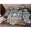 Image 1 : Huge lot of mugs, wine glasses, glasses, plates (ceramic, plastic); garlic keeper; frog scrubby hold