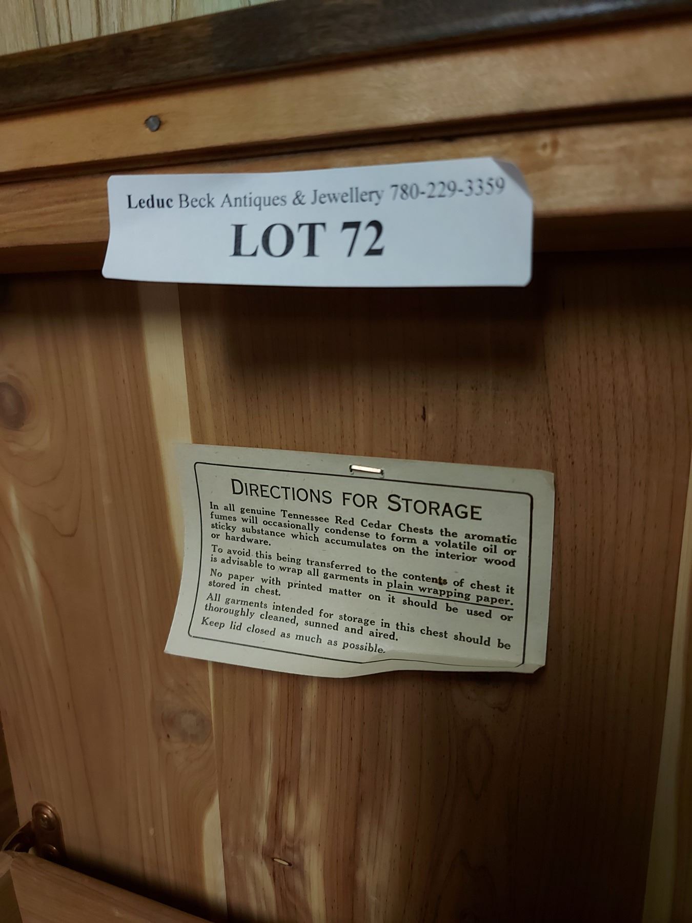 Tennessee Red Cedar Chest with key Beck Auctions Inc.