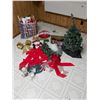 Image 1 : Large Christmas lot incl. tinsel, lights, decorations, bows, 3-foot tree, mugs glass bowl