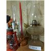 Image 4 : Vintage asst perfume bottles; milk glass vases; candles; hurricane lamps