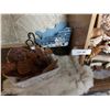 Image 2 : Miniature saddle; wooden painted sleigh; 2 metal hammered pictures