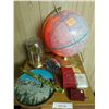 Image 1 : Cram's Plasti-lite 12" illuminated world globe; Kundo dome clock; vintage Big Ben West Clox alarm cl