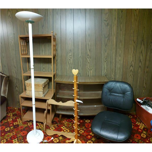 Office Chair; decorative display stand; wooden wall rack; multi-shelf display unit; vintage shelf wi