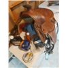 Image 1 : Saddle with engraved leather, cinch; leather ointments