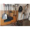 Image 1 : Asst gardening tools, hose, rakes, extension cords, shovels, dandelion picker, poop scooper, telesco