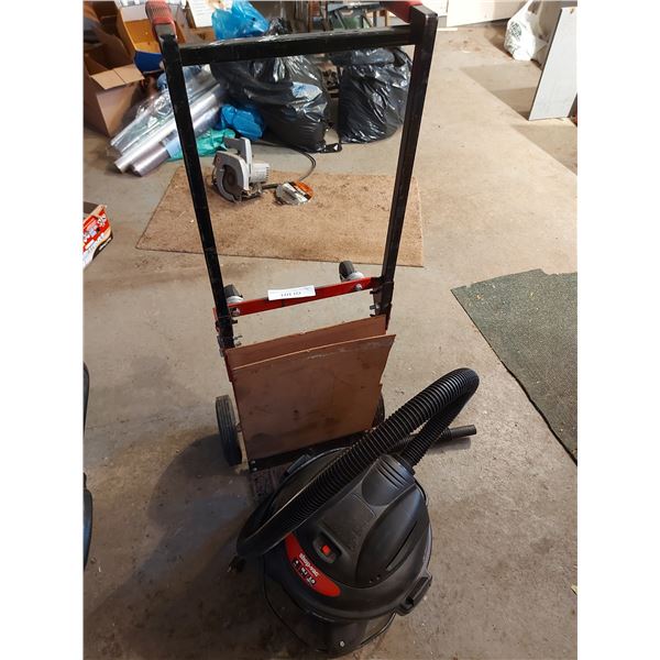 Dolly with 2 wheels; Shop-vac with hose