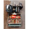 Image 1 : 2 vices; A/C motor; tackle box with fishing supplies