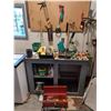 Image 1 : Asst tools; painting supplies; tool box; gardening chemicals; golf balls; work light