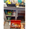 Image 3 : Asst tools; painting supplies; tool box; gardening chemicals; golf balls; work light