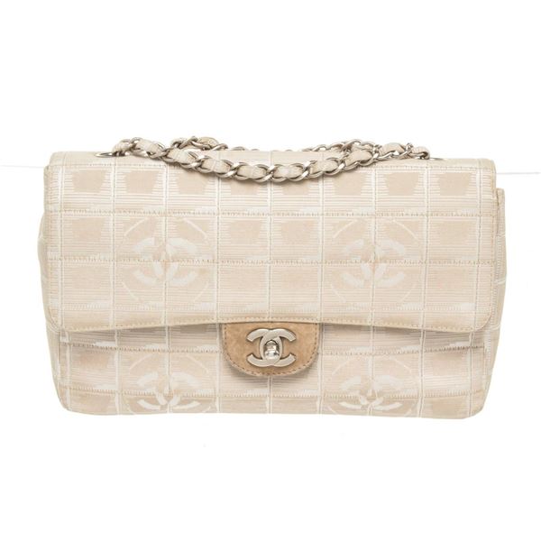 Chanel Beige Nylon Medium Travel Bag