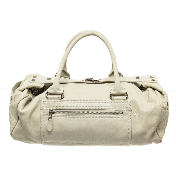 Balenciaga Cream Leather Whistle Satchel Bag