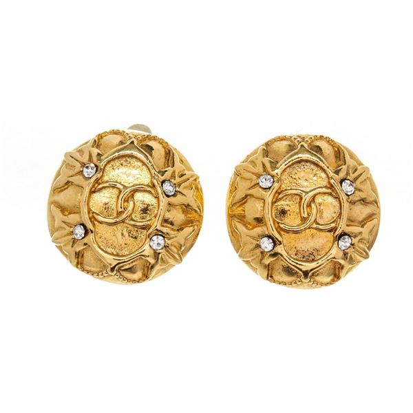 Chanel Gold CC Disc Earring