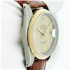 Image 5 : Rolex Mens 2T Champagne Diamond Wristwatch With Brown Leather Band